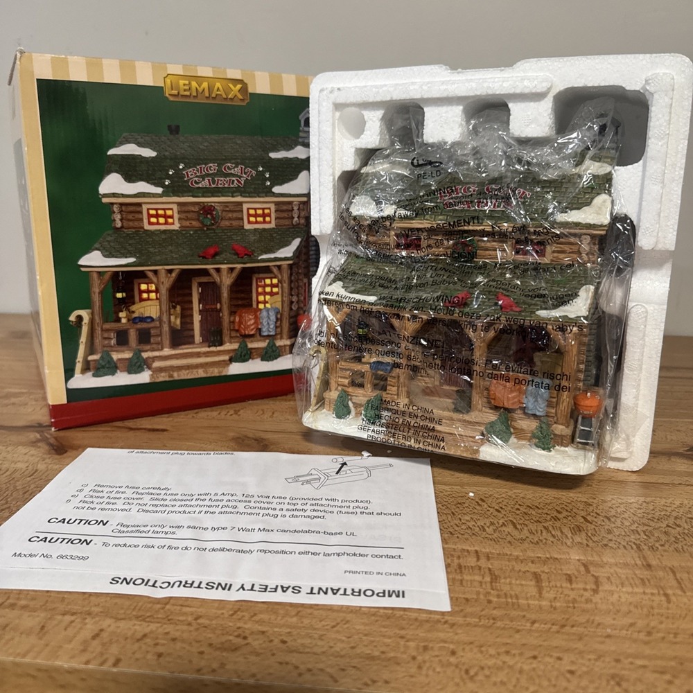 Lemax "Big Cat Cabin" Vail Village Collection 25389 Retired Christmas House
